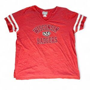 Vintage Wisconsin Badgers Colligate Football Red White T-shirt Women's Large
